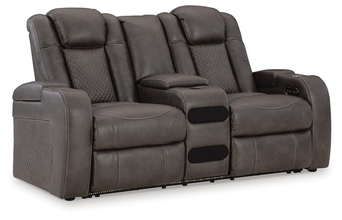Fyne-Dyme Power Reclining Loveseat with Console - Furniture Source (IA) 