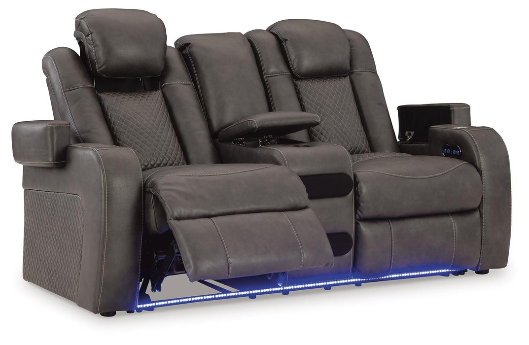 Fyne-Dyme Power Reclining Loveseat with Console - Furniture Source (IA) 