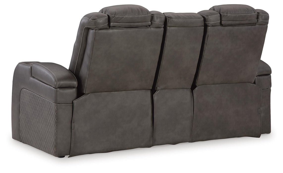 Fyne-Dyme Power Reclining Loveseat with Console - Furniture Source (IA) 