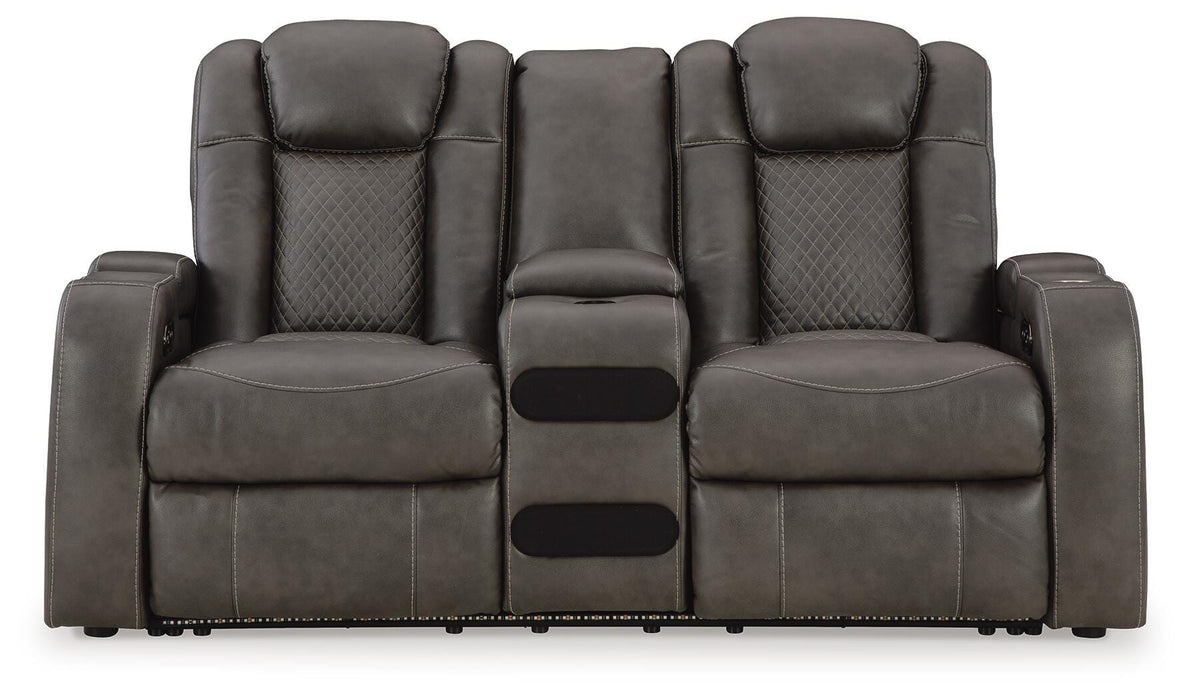 Fyne-Dyme Power Reclining Loveseat with Console - Furniture Source (IA) 