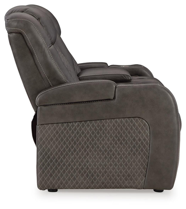 Fyne-Dyme Power Reclining Loveseat with Console - Furniture Source (IA) 