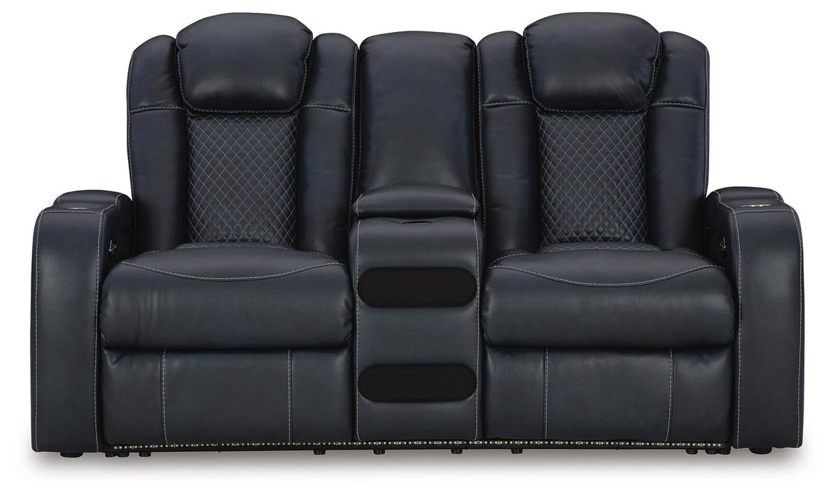 Fyne-Dyme Power Reclining Loveseat with Console - Furniture Source (IA) 