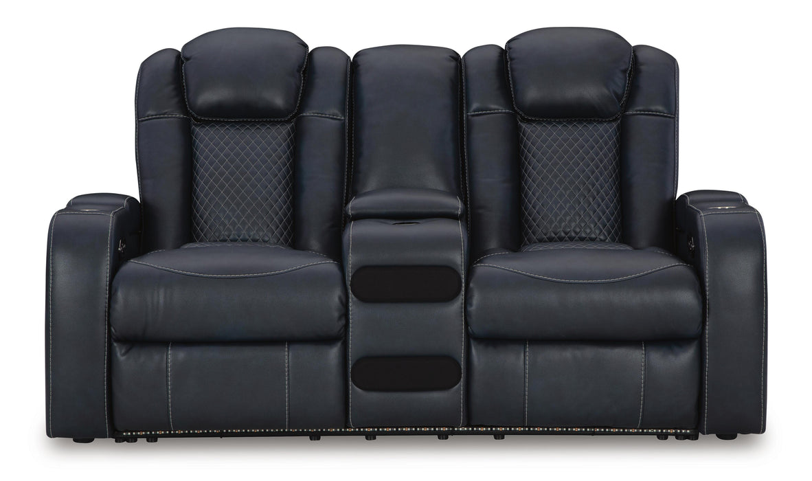 Fyne-Dyme Power Reclining Loveseat with Console - Furniture Source (IA) 