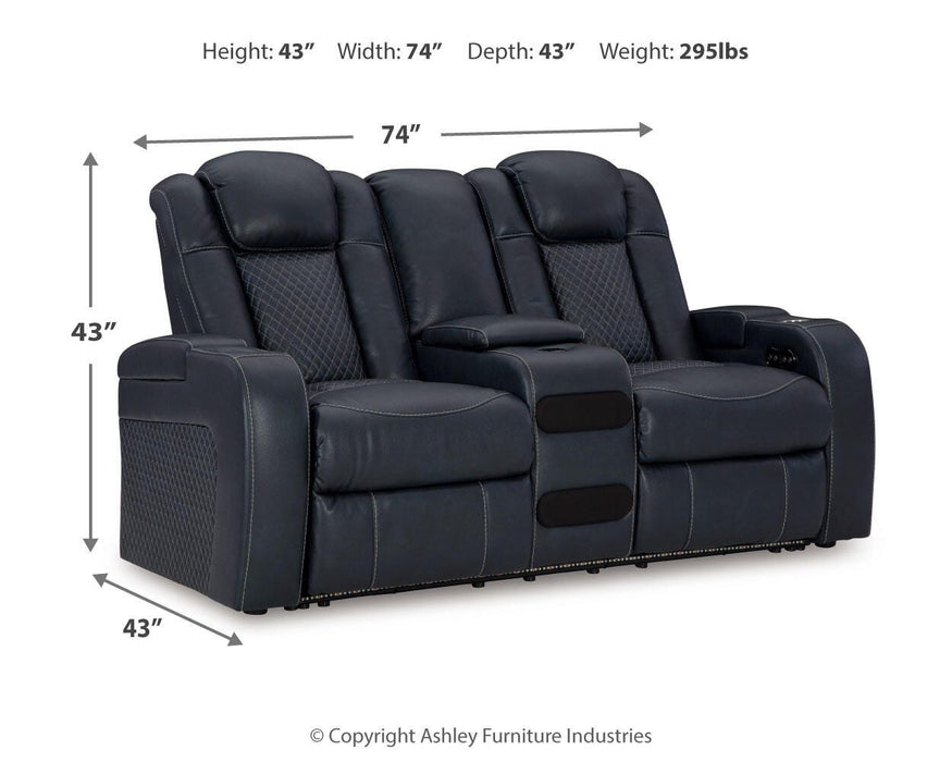 Fyne-Dyme Power Reclining Loveseat with Console - Furniture Source (IA) 
