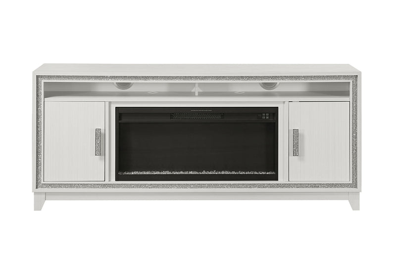 Lily - 72" Entertainment Unit With LED, Speakers, Crystal Inserts - White