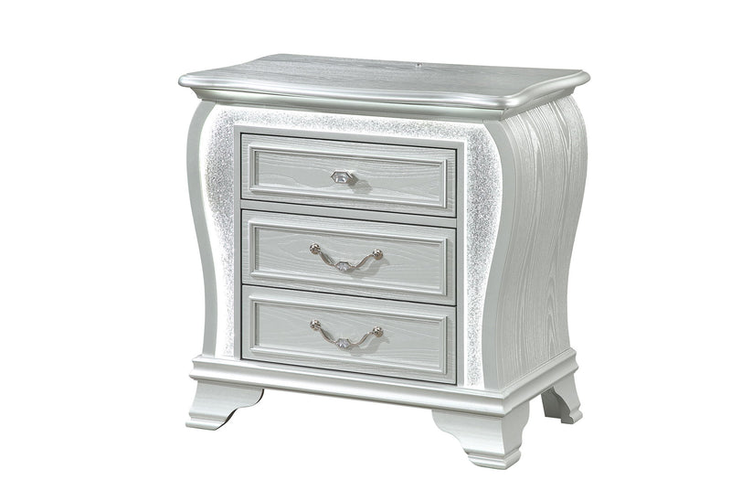 Aria - Nightstand With LED - Silver
