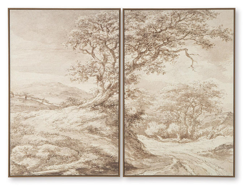 Stormish - Wall Art Set (Set of 2) - Beige / Brown