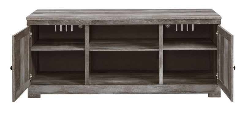 Wynnlow - 63" TV Stand With Glass/Stone Fireplace Insert - Gray