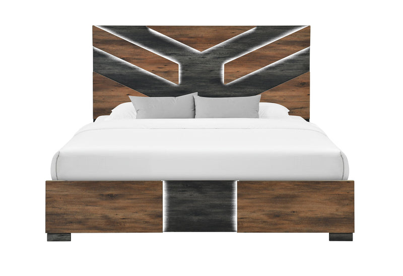 Optimus - 4 Piece Bedroom Set (King Bed, Dresser, Mirror And Nightstand) - Black / Brown