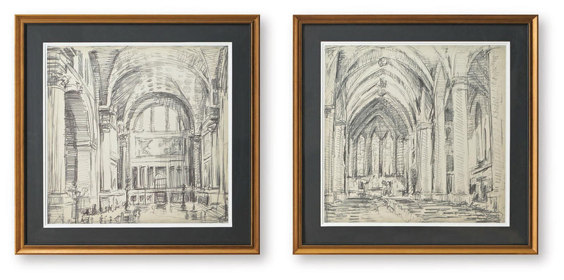 Downyard - Wall Art Set (Set of 2) - Black / Beige