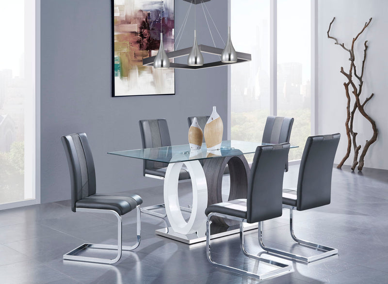D1628 - 7 Piece Dining Room Set (Dining Table And 6 Dining Chairs) - Gray