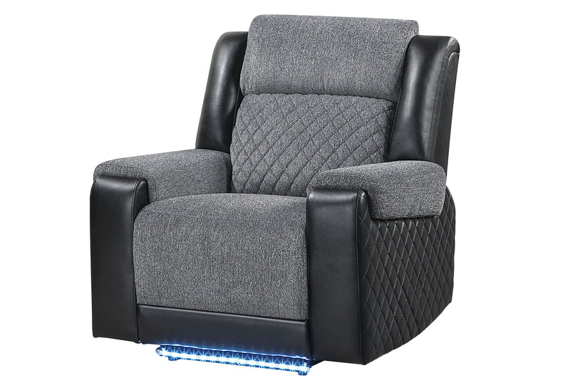 U5914 - 3 Piece Living Room Set (Reclining Sofa / Console Reclining Loveseat / Recliner) - Gray / Black