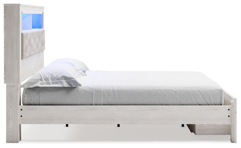 Altyra - King Upholstered Bookcase Bed With Storage - White