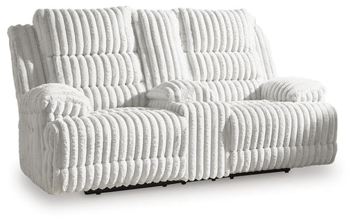 Rhines Falls Power Reclining Loveseat with Console - Furniture Source (IA) 