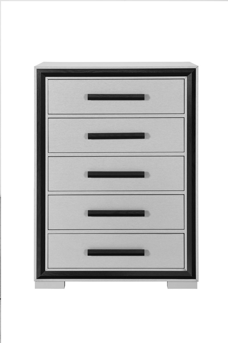 Amelia - 5 Piece Queen Bedroom Set (Queen Bed With LED, Cooler And Speaker) - Black / Gray