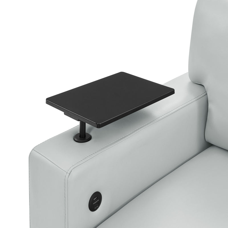 U0212 - Pull Out Sofa Bed With 1 Table Tray, 1 USB, And Storage Chaise - Silver