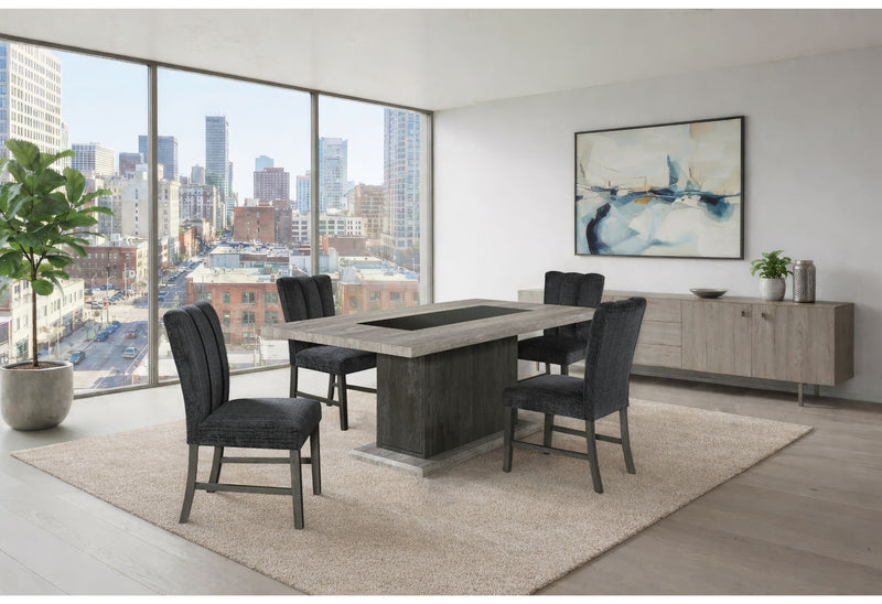 D8030 - 9 Piece Dining Room Set (Dining Table With 2 Storage Drawers And 1 Storage Door And 8 Dining Chairs) - Black / Brown