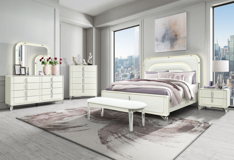 Lyra - King Bed With LED - Beige