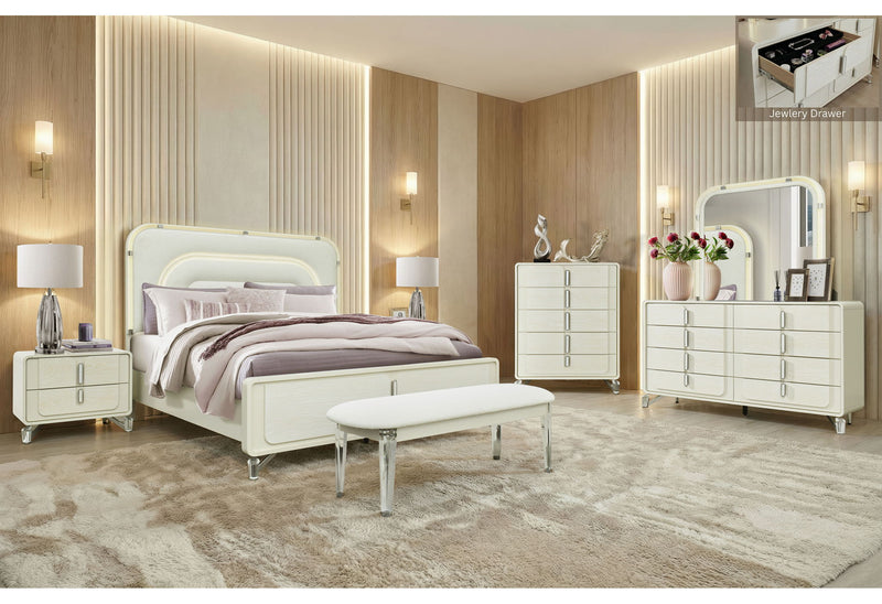 Lyra - 5 Piece Queen Bedroom Set - Beige