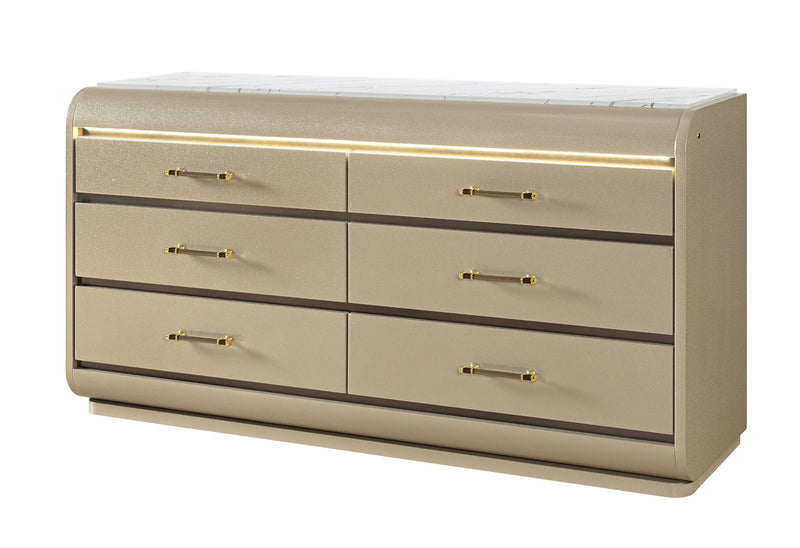 Genesis - Dresser With LED - Gold