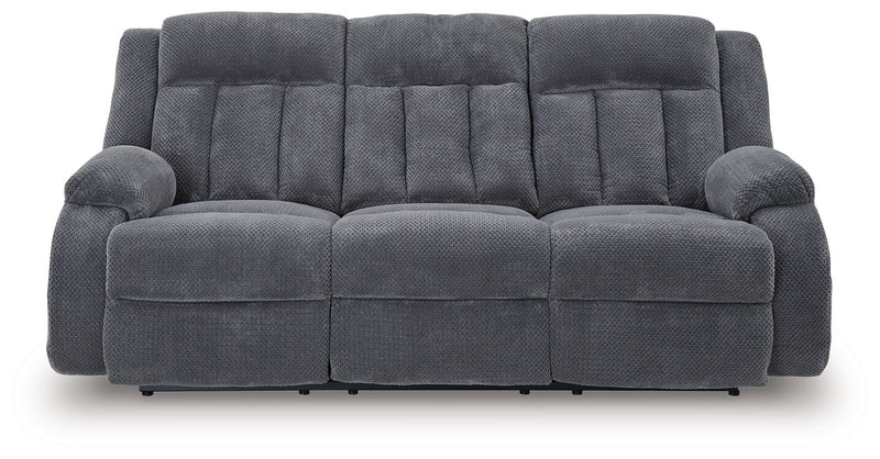 Observation - Reclining Power Sofa With Drop Down Table - Steel