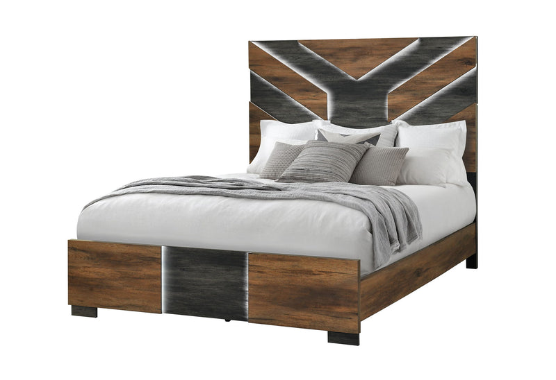Optimus - 4 Piece Bedroom Set (Queen Bed, Dresser, Mirror And Nightstand) - Black / Brown