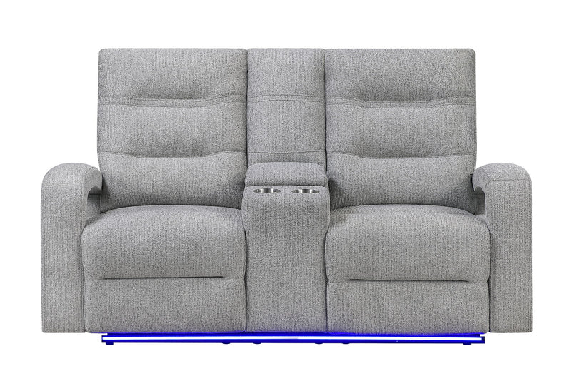 U6611 - Power Console Reclining Loveseat With LED - Dark Gray