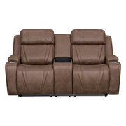 Carrow - Loveseat With Power Headrest, Footrest & Cooler, Massage, Stereo - Brown - Furniture Source (IA) 