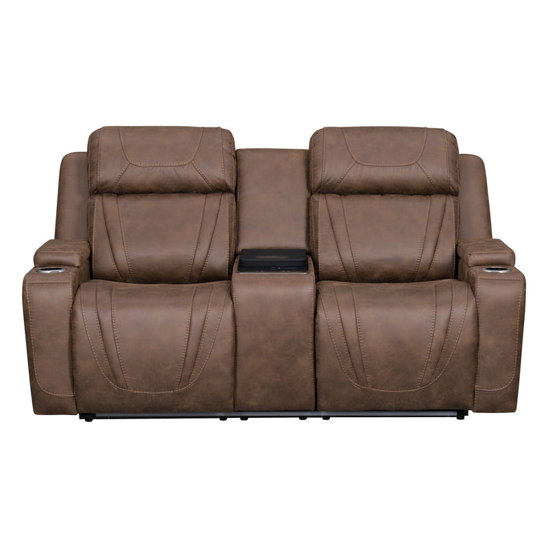 Carrow - Loveseat With Power Headrest, Footrest & Cooler, Massage, Stereo - Brown - Furniture Source (IA) 