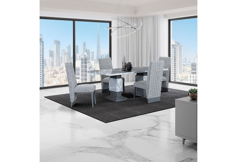 D1212 - 7 Piece Dining Room Set (Dining Table And 6 Dining Chairs) - Gray / White