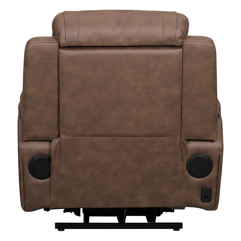 Carrow - Glider Recliner With Power Headrest & Footrest, Stereo, Massage - Brown - Furniture Source (IA) 