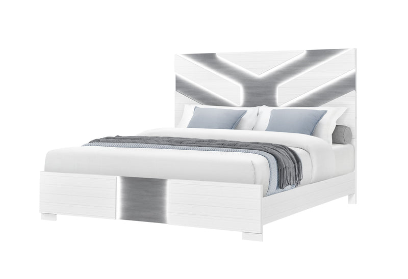 Optimus - 4 Piece Bedroom Set (Full Bed, Dresser, Mirror, Nightstand) - White