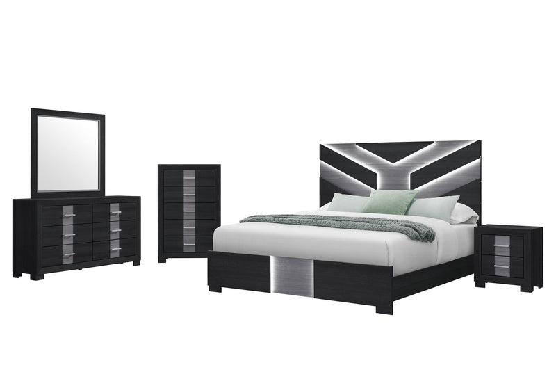 Optimus - Queen Bed With LED - Black