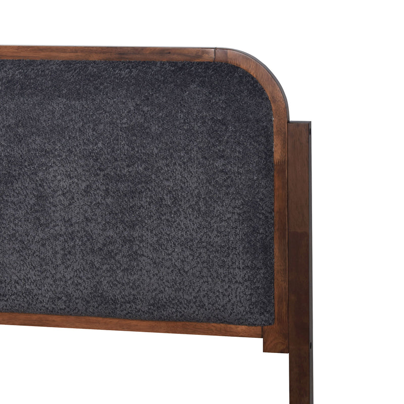 Hawthorne - 5/0 Queen Platform Bed With Chair arcoal Upholstered Headboard - Brown
