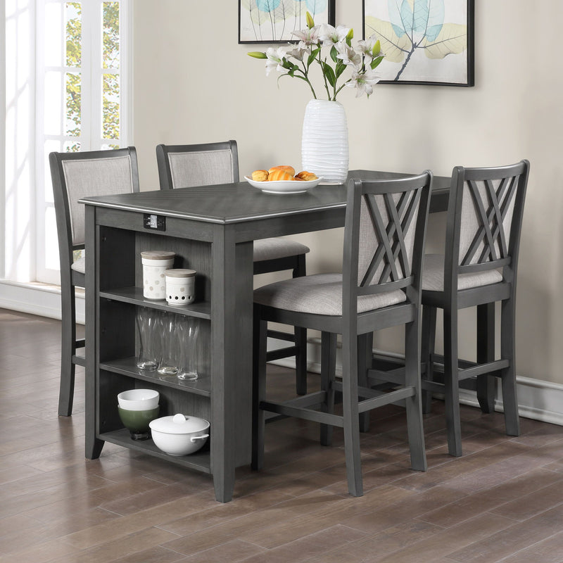 Amy - 60" Counter Table & Chairs With Storage