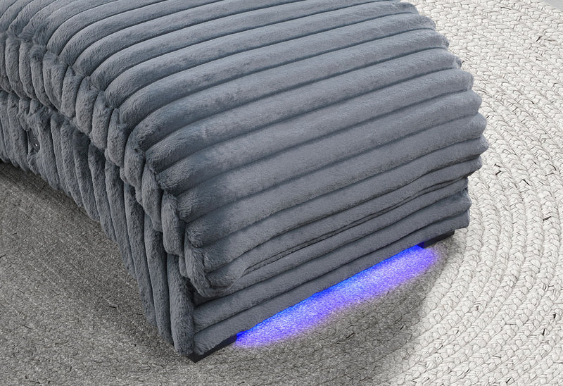Dominic - Chaise With LED And USB - Gray