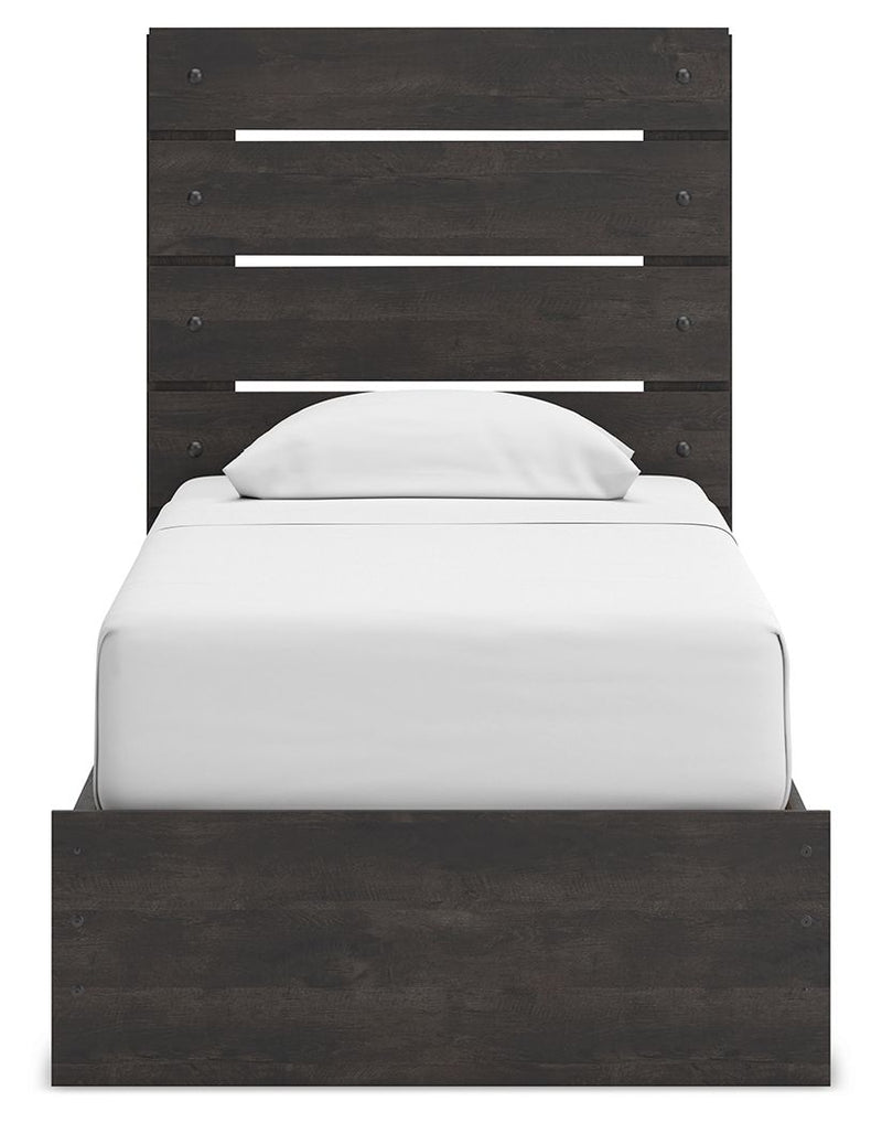 Hollivern - 4 Pc. - Twin Panel Storage Bed, Dresser, Mirror And Chest - Dark Gray
