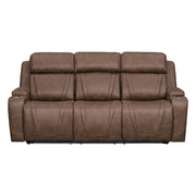 Carrow - Sofa With Power Headrest & Footrest, Stereo, Massage - Brown - Furniture Source (IA) 