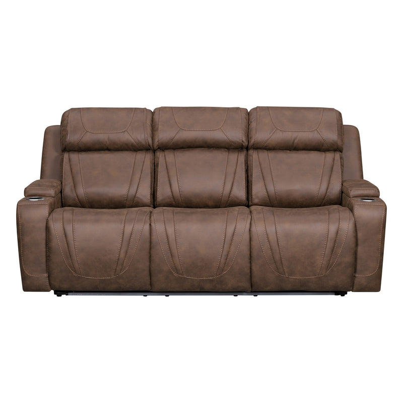 Carrow - Sofa With Power Headrest & Footrest, Stereo, Massage - Brown - Furniture Source (IA) 