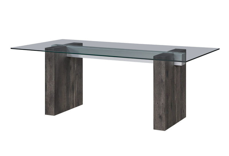 D4238 - 9 Piece Dining Room Set (Dining Table And 8 Dining Chairs) - Clear / Dark Brown / Light Gray