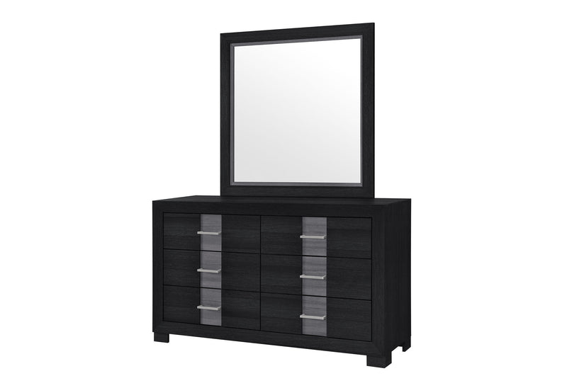 Optimus - 4 Piece Bedroom Set (Queen Bed, Dresser, Mirror, Nightstand) - Black