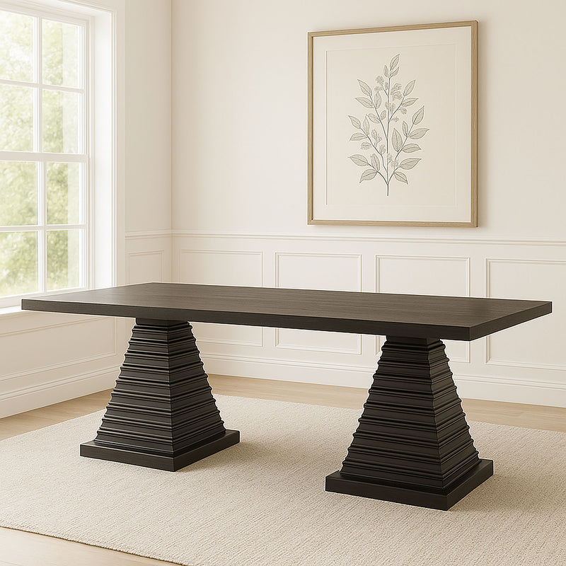 Plateau - 78" Rectangle Dining Table - Top & Base - Dark Brown