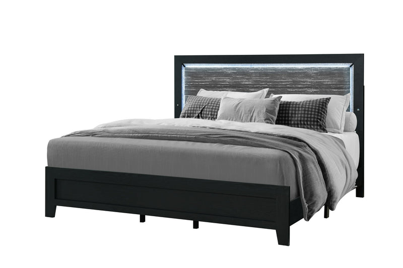 Reid - Queen Bed With LED - Black
