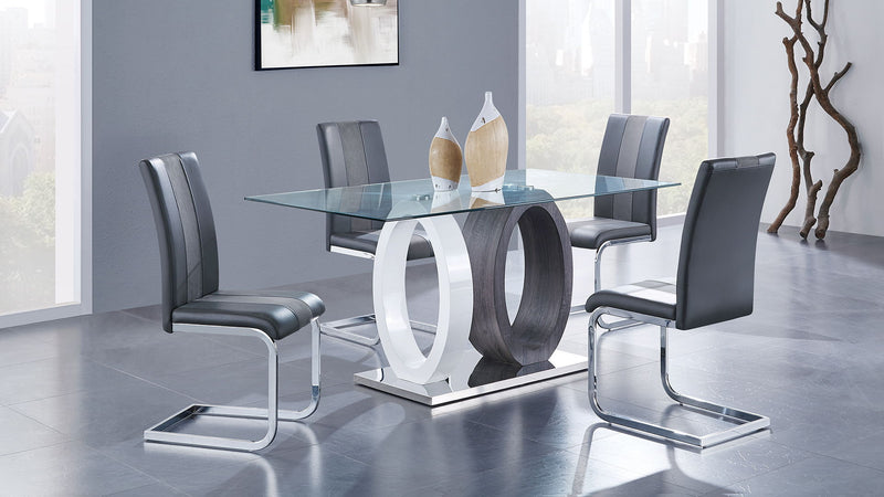D1628 - 7 Piece Dining Room Set (Dining Table And 6 Dining Chairs) - Silver