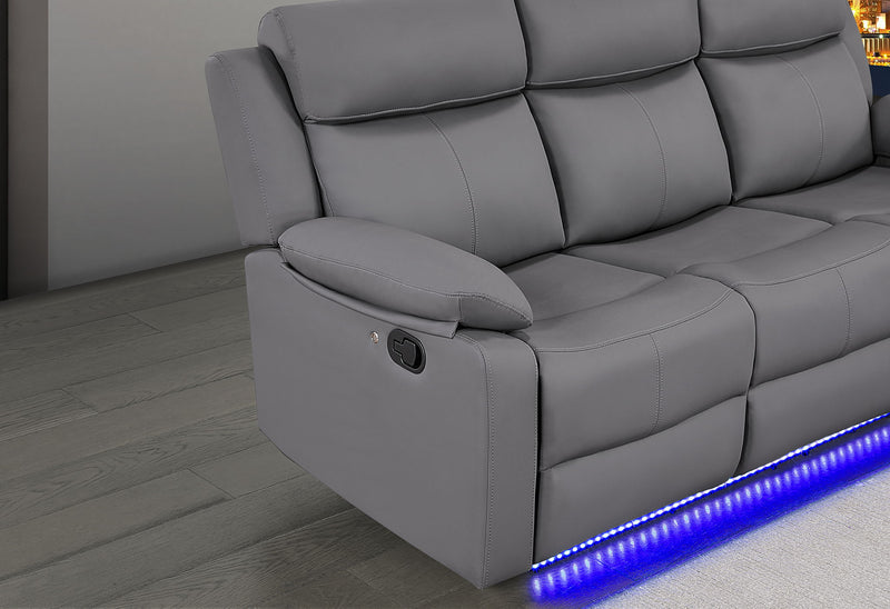 U6026 - 3 Piece Living Room Set (46A Reclining Sofa, Console Reclining Loveseat With Speaker And Glider Recliner) - Gray