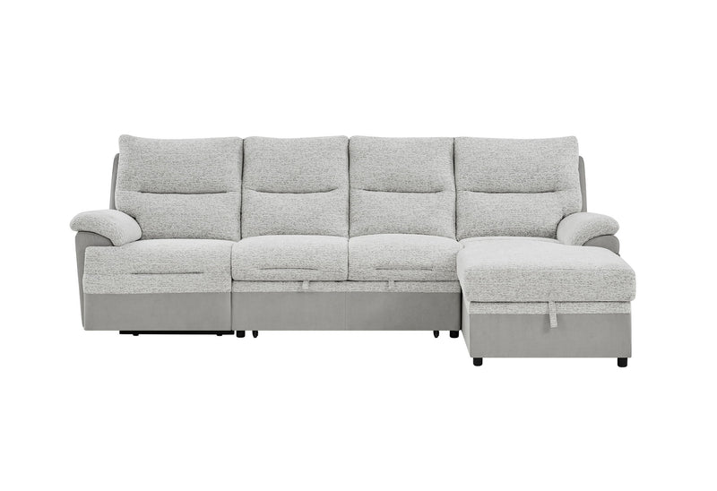 U3822 - Sectional With Pull Out Bed And USB - Light Gray