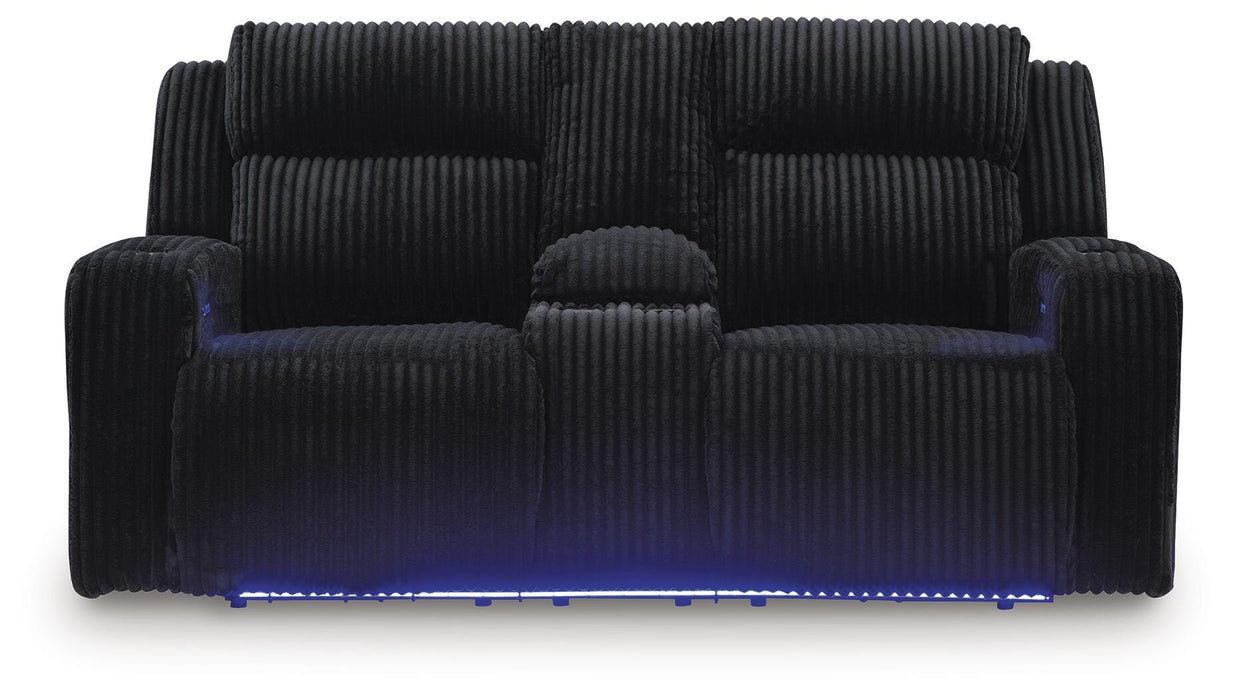 Forest Lake Power Reclining Loveseat with Console - Furniture Source (IA) 