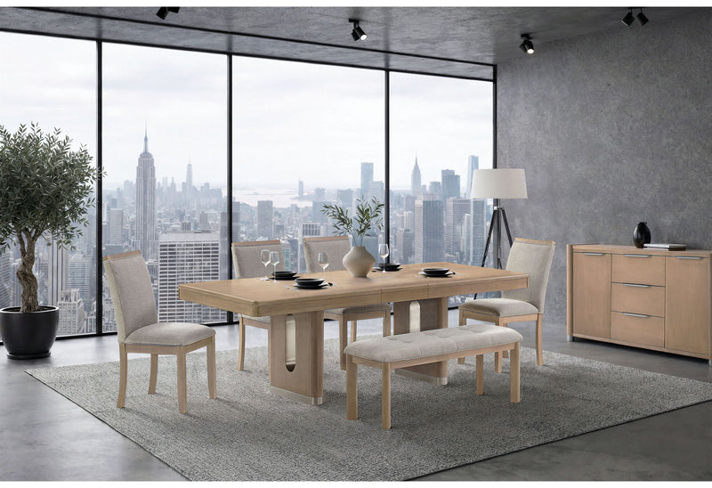 D1248 - 6 Piece Dining Room Set (D1248 Dining Table, 4 D1248 Dining Chairs And Bench) - Natural