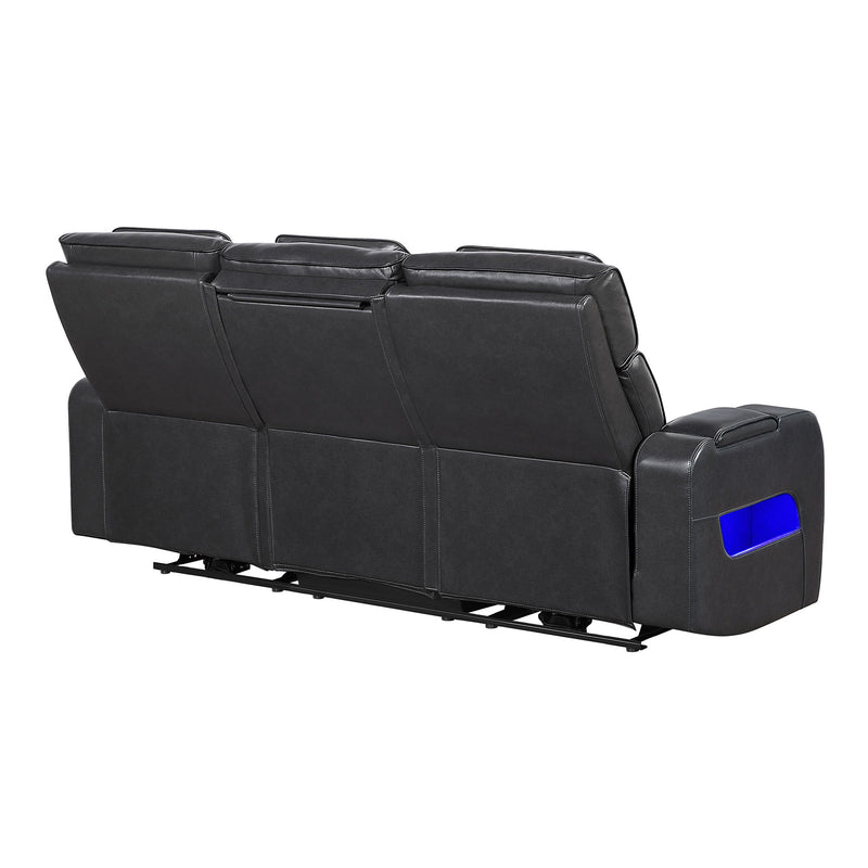 U8611 - Power Reclining Sofa With Power Headrest And LED / Power Console Reclining Loveseat With Power Headrest, LED And Speaker - Charcoal