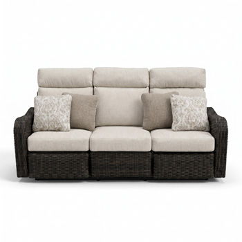 Mission Beach - Sofa Recliner With Cushion - Brown / Beige - Furniture Source (IA) 